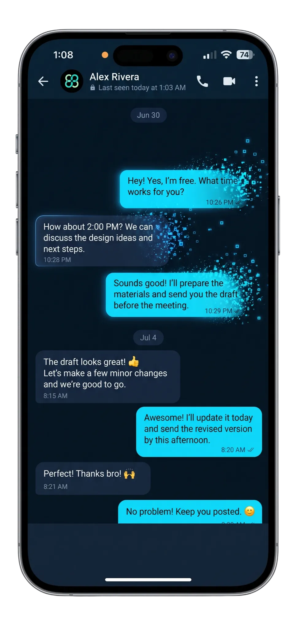 SYNC secure messaging conversation